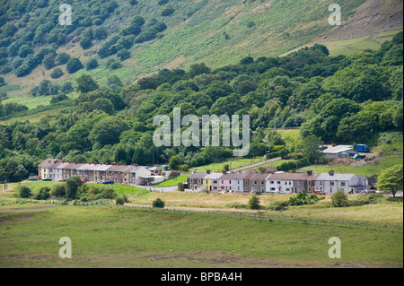 View over the small former coal mining village of Bedwellty Pits near Tredegar Blaenau Gwent South Wales Valleys UK Stock Photo