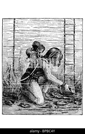 Diver. Antique illustration. 1910. Stock Photo