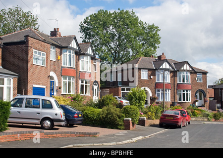 Semi-detached houses on a cul de sac, Prestwich, Manchester, UK Stock Photo