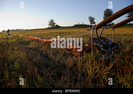 Prepare balloon before start at sunny morning Stock Photo
