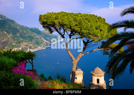 View of the Amalfi Coast from Villa Rufolo in the hilltop town of Ravello in Campania Italy Stock Photo