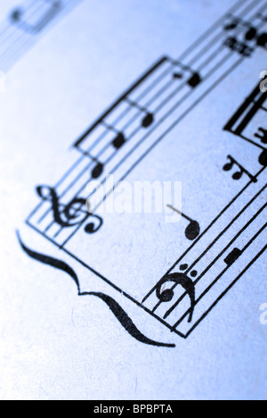 Closeup of old musical sheet's fragment. Stock Photo