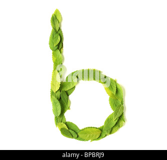 Lowercase letters made of leaves Stock Photo