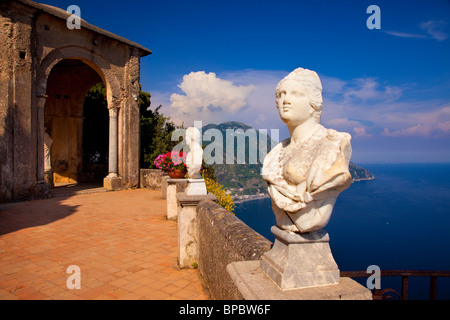 Statues along the terrace of Villa Cimbrone in Ravello along the Amalfi Coast, Campania Italy Stock Photo