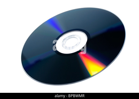 DVD-RW multimedia disc isolated on white background. Stock Photo