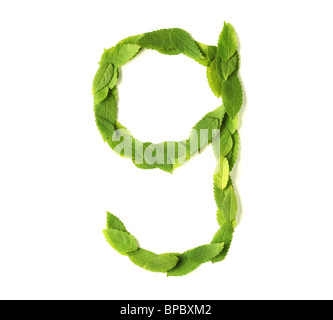 Lowercase letters made of leaves Stock Photo