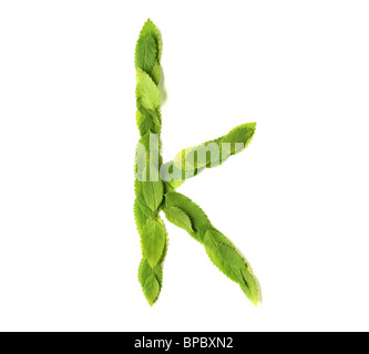 Lowercase letters made of leaves Stock Photo