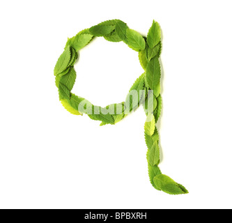 Lowercase letters made of leaves Stock Photo