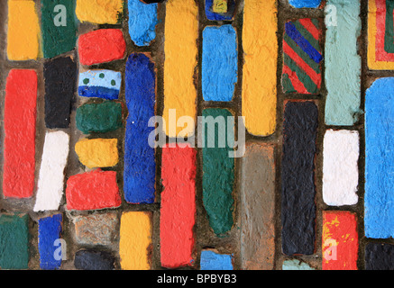 Texture of a colored brick wall. Stock Photo