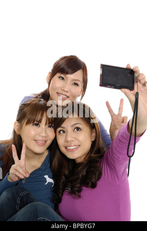 University students taking a picture of themselves Stock Photo