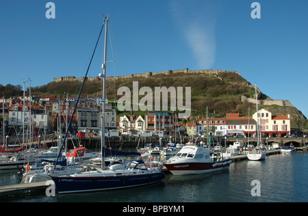 harbour and castle, Scarborough, North Yorkshire, England, UK Stock Photo