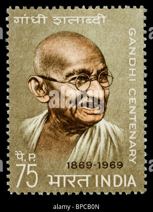 INDIA - CIRCA 1970: A postage stamp printed in India showing Mohandas Karamchand Gandhi, circa 1970 Stock Photo