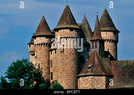 France: Chateau de Val at lake Lac de Bort les Orgues Stock Photo