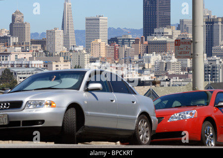 Cars parked in Alamo Square, San Francisco, USA Stock Photo