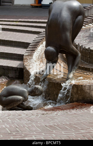 Statues in fountain in Langestraat, Enschede, The Netherlands Stock Photo