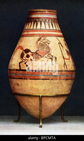 This Egyptian painted earthenware vessel dates to the New Kingdom (c. 1550-1070 B.C.). Stock Photo