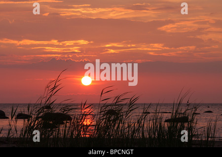 Sun set in Ruhnu Stock Photo