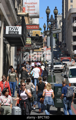 Pedestrians in a shopping street in Union Square, San Francisco, USA Stock Photo