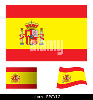 spanish flag icon with red and yellow stripes and variation Stock Photo