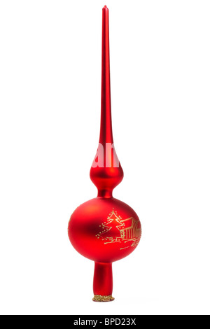Red glitter Christmas tree topper isolated on a white background Stock ...