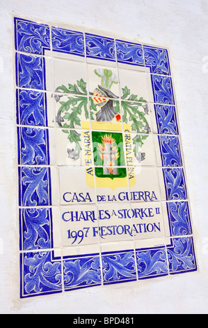 Casa de la Guerra tile sign, Santa Barbara, California, USA Stock Photo