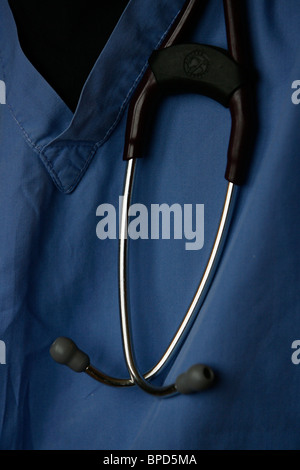 A doctors Stethoscope hangs around his neck. Picture by James Boardman. Stock Photo