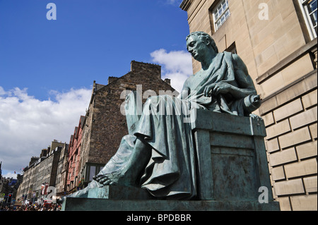Statue of the Scottish philosopher David Hume on the Royal Mile Edinburgh Scotland Stock Photo