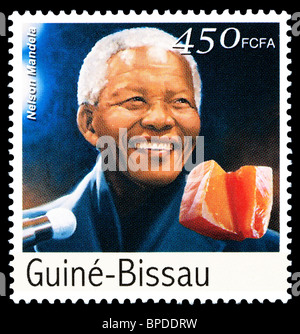 REPUBLIC GUINEA-BISSAU - CIRCA 2000: A postage stamp printed in the Republic of Guinea-Bissau showing Nelson Mandela, circa 2000 Stock Photo