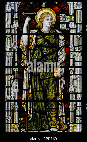 'Fides' window, (detail). Church of Saint Bridget, Bridekirk, Cumbria, England, United Kingdom, Europe. Stock Photo