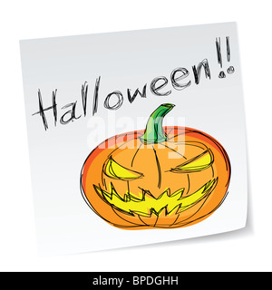 a note with hand-drawn Halloween theme message- 1 of series Stock Photo