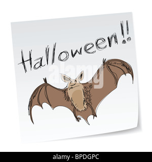 a note with hand-drawn halloween theme message - 2 of series. Stock Photo