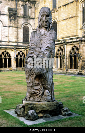 Durham Cathedral Cloisters With Statue Of St Cuthbert Stock Photo - Alamy