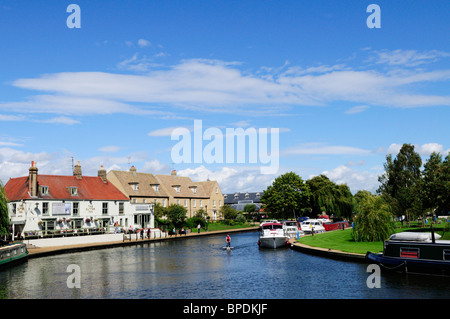 Man on a Pedalo on the River Great Ouse at Ely Cambridgeshire, England, UK Stock Photo