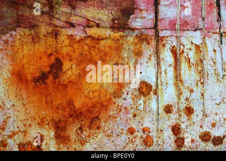 rusty grunge aged steel iron paint oxidized texture background Stock Photo