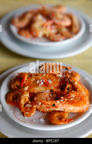 Prawns at Jamaica Beach Bar and Restaurant at Mundai beach, Porto Seguro, Bahia, Brazil Stock Photo