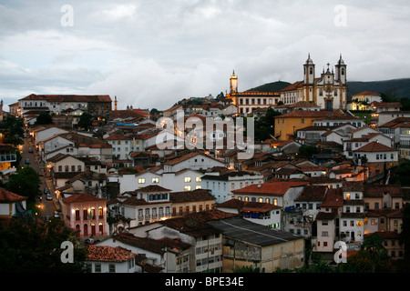 A view over the town of Ouro Preto from near the church of Sao Francisco de Paula, Brazil. Stock Photo