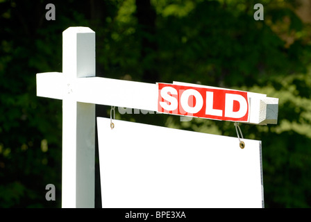 Blank Real Estate Sign in Front of Beautiful New House. space for text ...