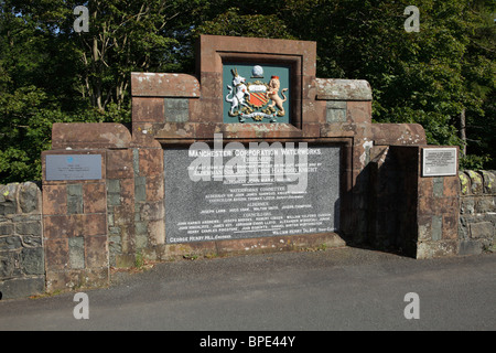 The commemorative sign on the Thirlmere dam Stock Photo