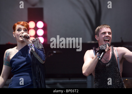 Jake Shears and Ana Matronic, Scissor Sisters, Pyramid Stage, Glastonbury, 2010, Stock Photo