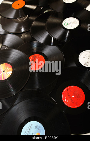 Pile of old records Stock Photo