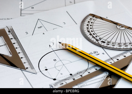 Trigonometry equipment. Stock Photo