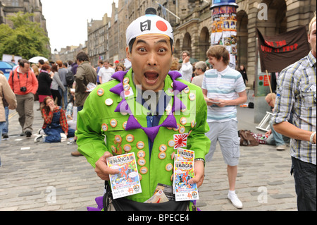 Street performer at the Edinburgh Fringe Arts Festival 2010. Stock Photo