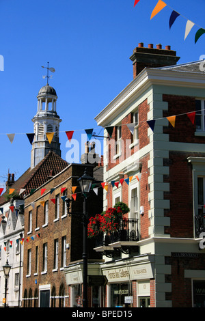 Rochester high Street decorated with colourful bunting Stock Photo