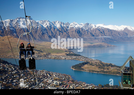 Skyline Luge Chairlift, The Remarkables, and Lake Wakatipu, Queenstown, South Island, New Zealand