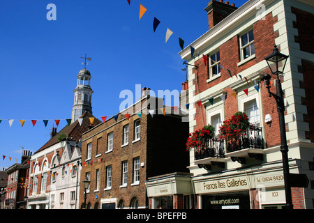 Rochester high Street decorated with colourful bunting Stock Photo