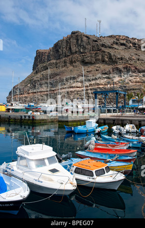 Boats in the harbour at Puerto de Mogan in Gran Canaria Stock Photo
