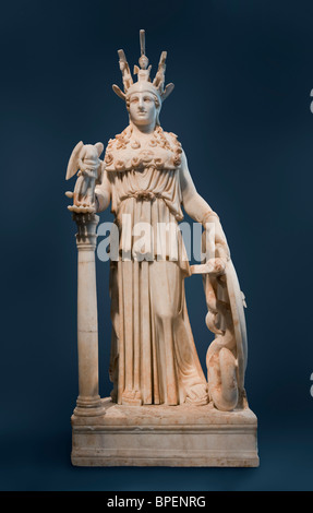 The Varvakeion Athena, commonly identified as a reduced-scale copy of the chryselephantine Athena Parthenos by Pheidias. Stock Photo