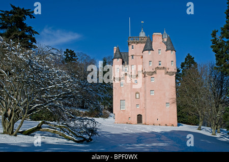 Winter snow at Craigevar Castle near Alford, Aberdeenshire, Grampian Region. Scotland.  SCO 6413 Stock Photo