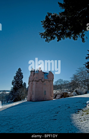 Winter snow at Craigevar Castle near Alford, Aberdeenshire, Grampian Region. Scotland.  SCO 6415 Stock Photo