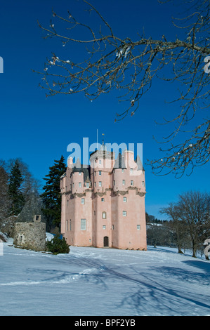 Winter snow at Craigevar Castle near Alford, Aberdeenshire, Grampian Region. Scotland.  SCO 6412 Stock Photo